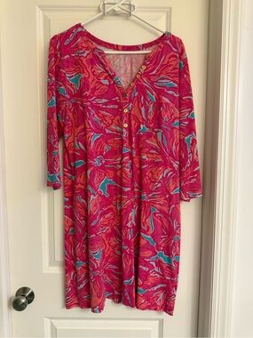 🦩Lilly Pulitzer Pink and Light Blue Palomino dress🦩